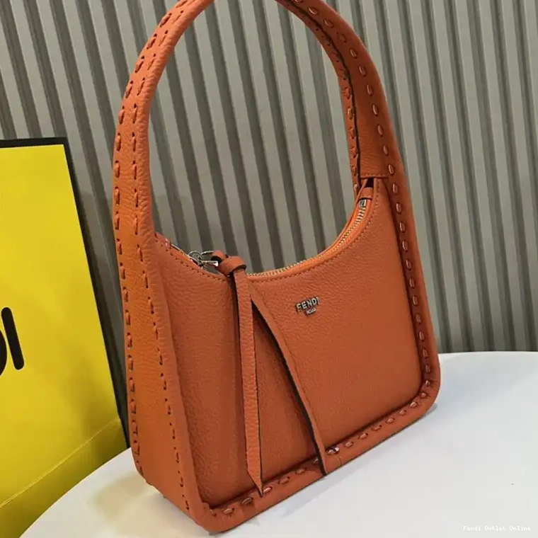 Cheap Mini Leather Fendessence Bag Cuoio Fendi Romano Orange In 0616